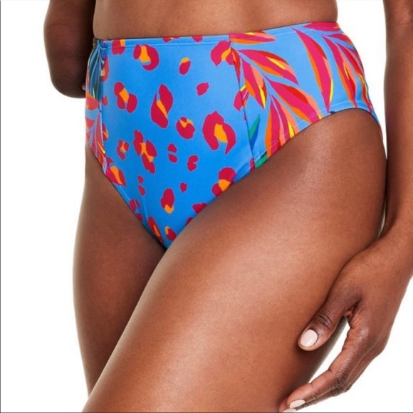 Tabitha Brown Tropical Leopard Print High Cut Bikini Bottoms Large - Picture 3 of 8